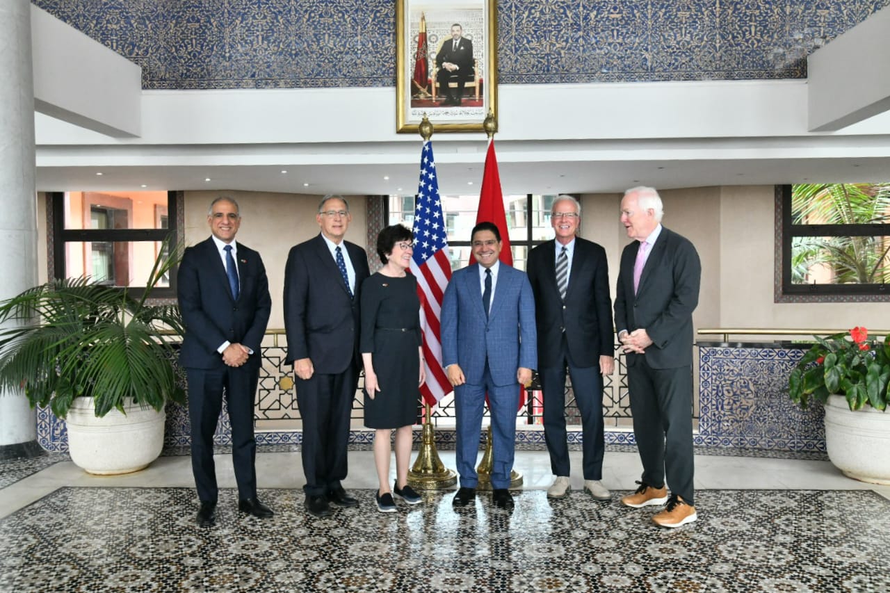 Mr. Nasser Bourita discusses with a delegation of US Senators (2) Mr. Nasser Bourita discusses with a delegation of US Senators 2